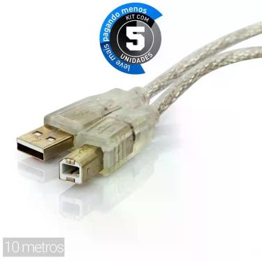 Imagem de Cabo Usb Impressora - 10 Metros - Kit 5 - Cirilo Cabos