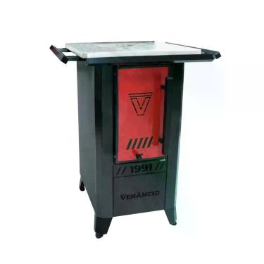 Imagem de Fogão a Lenha Nº 00 Preto e Vermelho Metalúrgica Venâncio F00-VR com Chapa Superior em Ferro Fundido