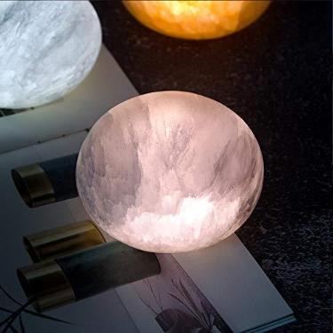 Imagem de MIYA LIFE Lâmpada de selenita, luminária de pedra esculpida à mão, luzes recarregáveis, luz de cristal de selenita com regulador de intensidade (branco/quente/amarelo) para quarto de cura de luz de