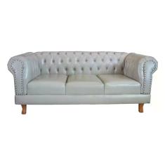 Sofá Chesterfield Capitone Duque Corano bege 2,30cm - novo encanto