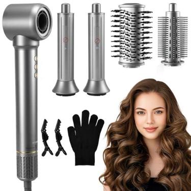Imagem de SIGBOT Modeladores de cabelo 5 em 1, escova potente para secador de cabelo e vários modeladores, com modelador automático, escova volumizadora oval, conjunto de alisador, 110 K RPM, 300 m de íons, sem
