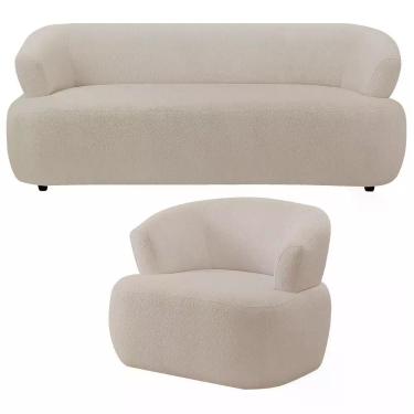Imagem de Kit Sofá 3 Lugares Para Sala 198cm Com 01 Poltrona Orgânica Florea M05