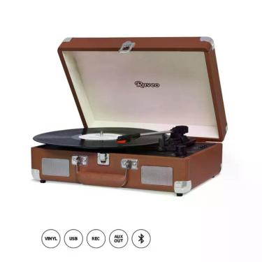 Imagem de Vitrola Toca Discos Retrô Raveo Sonetto Marrom USB Bluetooth, Marrom