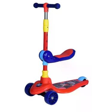 Imagem de Patinete Infantil 2 em 1 com Assento Azul Regulável 3 Rodas Roller Bri