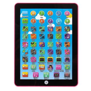 Imagem de Mini Tablet Interativo Bilíngue Rosa Ensina Português E Inglês Para Cr