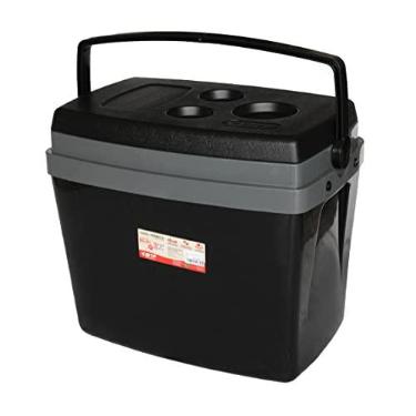 Imagem de Botafogo Caixa Térmica 34 Litros Preta | Design funcional que inclui suportes integrados para copos e latas, servindo como uma mesa de apoio prática em qualquer lugar