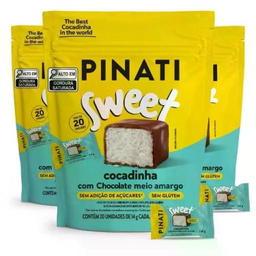 Imagem de Kit 3 Sweet Cocadinha c/ Choc Amargo PINATI S/ Açucar 140g