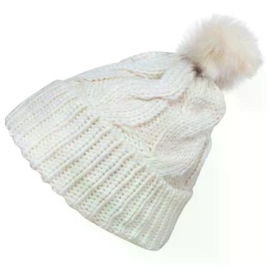 Imagem de Touca Gorro Adulto Branca Pompom Tamanho único