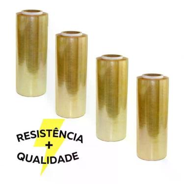 Imagem de Filme Plástico PVC Kit 4 Rolos 28CM X 300M para Embalar Alimentos 9 MICRA Amarelo Transparente Higipack