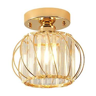 Imagem de Homyl Luminária de teto de cristal moderna perto do teto luminária para sala de jantar corredor, estilo D