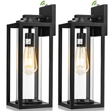Imagem de FILIYANO Luminárias De Parede Para Áreas Externas Dusk To Dawn - Pacote Com 2 Unidades Iluminação Externa À Prova D'Água, Arandelas Modernas Varanda, Industriais Antiferrugem Preta Fosca Porta Da Fr