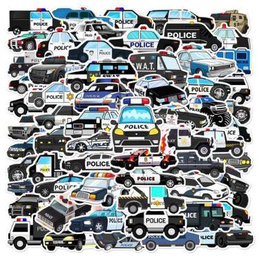 Imagem de Pacote de adesivos Cartoon Police Car 60 unidades à prova d'água para 