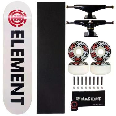 Imagem de Skate Element Montado 8.0 Peças Profissionais Next Abec 15, Branco, Ve