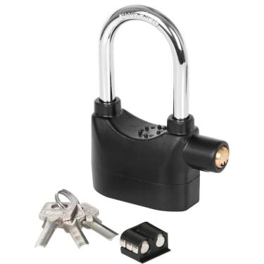 Imagem de Cadeado Alarme Sonoro Anti-furto 110db Bike Portão Aço Corrente Prova 