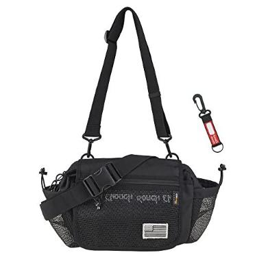 Imagem de Pochete masculina Rough Enough bolsa de ombro transversal para homens, 3 em 1, caminhada, pesca ao ar livre, trilhas, acampamento, cordura preta, Preto, 10.5 X 6 X 4.5 INCH