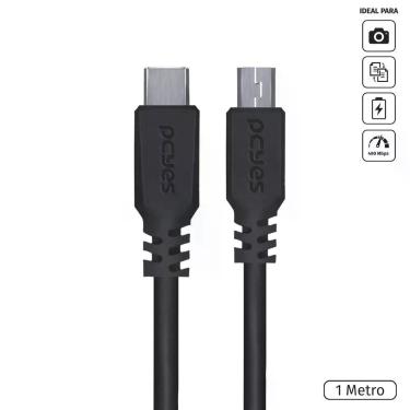 Imagem de Cabo Usb Tipo C Para Mini Usb B 2.0 Para Type C Tipo C 1 Metro Preto - Pucmbp-1