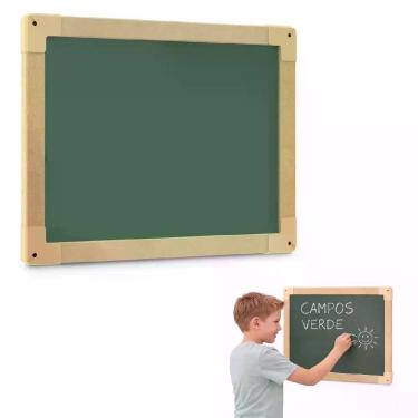 Imagem de Quadro Lousa para Giz com Moldura de MDF 30X40CM Kit com Cantoneiras de Proteção Verde