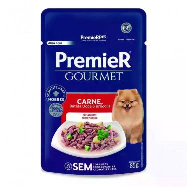 Imagem de Ração Úmida para Cães Adultos Pequenos Premier Gourmet Carne Batata Doce e Brócolis 85g 1 Unidade