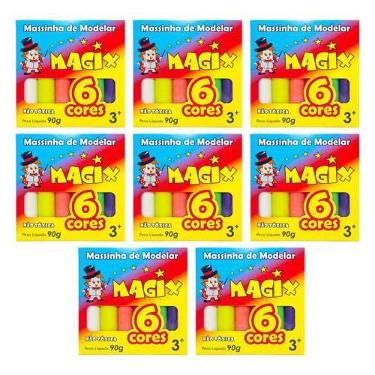 Imagem de Kit 8 Massinha De Modelar 6 Cores Magix 90g Multicolor - MAGIX KIDS
