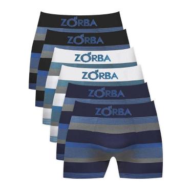 Imagem de Kit 6 Cuecas Zorba Boxer Listrada 847 Branco/Preto/Marinho - GG, GG, B