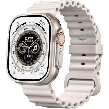 Imagem de Pulseira unissex Ocean para Apple Watch Ultra 49 mm, 45 mm, 44 mm, 42 mm, de silicone, ajustável, fivela de metal, para Apple Watch Ultra 2 1, iWatch séries 9, 8, 7, 6, 5, 4, 3, 2, 1 branca
