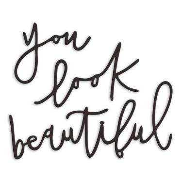 Imagem de Rajukit Decoração De Parede Metal You Look Beautiful - Placa Inspiradora Para Penteadeira E Banheiro Quarto Feminino