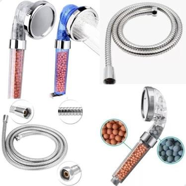 Imagem de Ducha Lavatório Ionizada com Mangueira 1,5m, Engate Flexível 1/2, Inox, Filtragem de Água, Alta Pressão