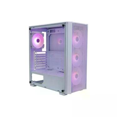 Imagem de Gabinete Gamer BPC-T02B Mid Tower Atx com Vidro Temperado Mesh com 4 Fans Rgb Branco Brazil PC