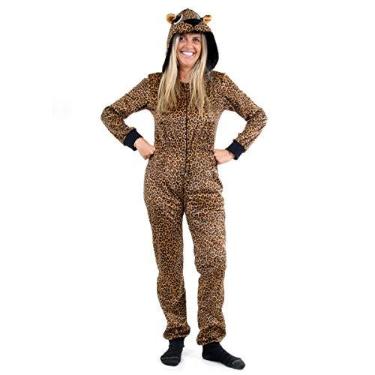 Imagem de Fantasia Oncinha Macacão Pijama Veludo Adulto Gorro e Zíper (P 38-40)