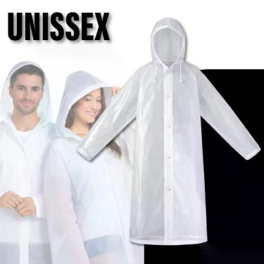 Imagem de Capa De Chuva Transparente Impermeável PVC Com Touca Tamanho Grande To