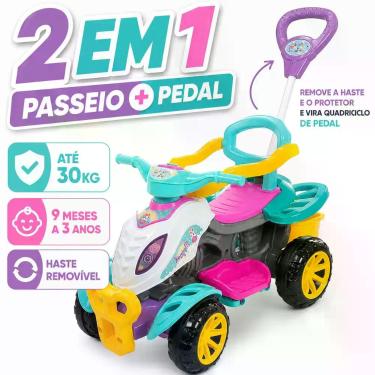 Imagem de Carrinho De Passeio Infantil Quadriciclo Haste Pedal Menina - Maral