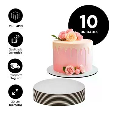 Imagem de  Kit 10 Cakeboard MDF Base Para Bolo Confeitaria Tabuleiro 3mm  - R9 D