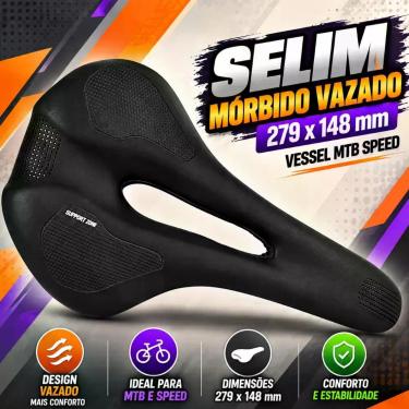 Imagem de Selim de Bicicleta Bike Mtb e Speed Vazado 279x148mm - Mórbido - Vesse