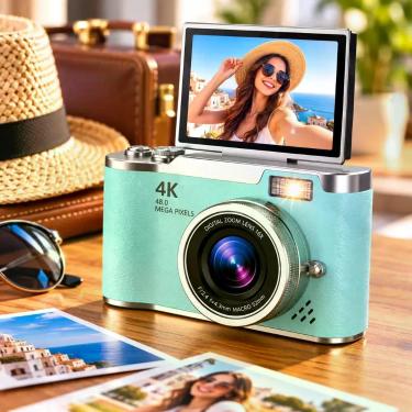 Imagem de Câmera Fotográfica Compacta 4K para Fotos Selfies e Vídeos : COR VERDE