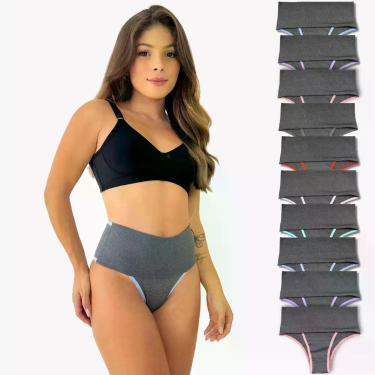 Imagem de Kit 10 Calcinhas Modeladora Cós Alto Reforçado Tapa Barriga - Rupee Fo