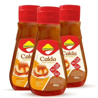 Imagem de Kit 3 Unid. Calda sabor Caramelo Zero Adição de Açúcares 450g - Lowçuc