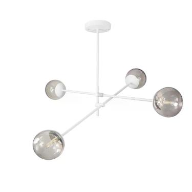Imagem de Lustre Lirio Com 4 Globos Esfera De Vidro Fumê - Branco