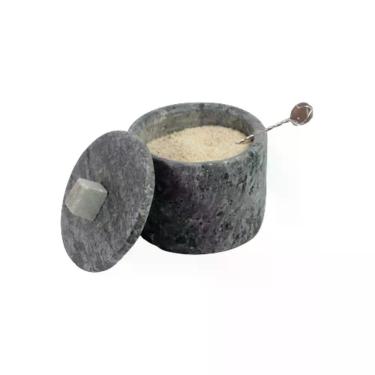 Imagem de Açucareiro Farinheira Gourmet Pedra-Sabão P 7cm para Açúcar Farinha e Temperos com Colher Rig Fundidos