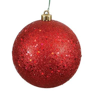 Imagem de Vickerman Ornamento de bola de lantejoulas vermelhas de 15,24 cm, 4 por saco