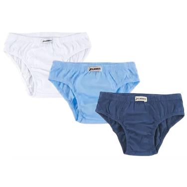 Imagem de Kit 3 Cuecas básicas Slip Infantil em Algodão - Nawes For Kids, 2 azul