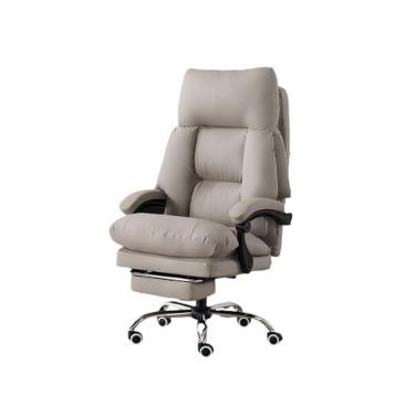 Imagem de Cadeira de escritório ergonômica para jogos com pata de gato de couro reclinável confortável para uso doméstico chefe cadeira de escritório sentada longa