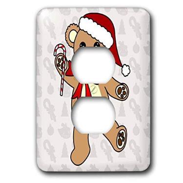 Imagem de 3dRose Lsp_15386_6 Urso de pelúcia marrom dançante fofo com chapéu de Papai Noel saída