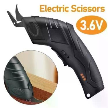 Imagem de Tesoura Elétrica para Tecidos Usb Recarregável com Corte Forte Eficiente Bivolt Preto Oem