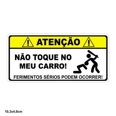 Imagem de Adesivo Decorativo Sem Resina 'Atenção Não Toque No Meu Carro' Carro 10,3X4,9 Cm Amarelo