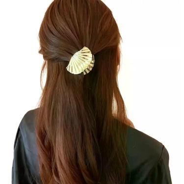 Imagem de Presilha Prendedor Piranha Cabelo Pequena Dourada Moda Verao Dourado -