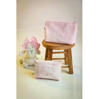 Imagem de Conjunto Necessaires Mamãe Bebê - Useforb, Xadrez rosa