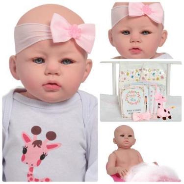 Imagem de Bebe Reborn Menina Recém Nascida Roupa Girafinha Pelúcia - Cegonha Reb