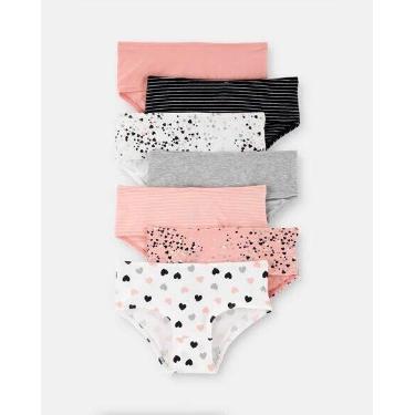 Imagem de Kit 7 Calcinhas Infantil Carters Menina 100 Algodão Estampadas Confort