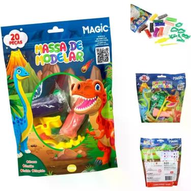 Imagem de Massa para Modelar Criativa Dino 300G com 12CORES/6MOLDES - Magic KIDS