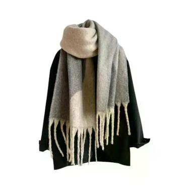 Imagem de Cachecol Elegante De Imitação De Cashmere Com Franjas Para Homens E Mu